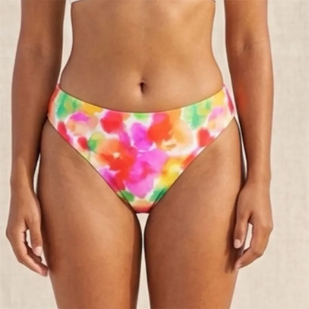 Shade & Shore Mid Rise Bikini Bottoms womens XL Bright Water Colored Floral New